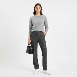 Carlisle Black & White Tweed Knit Trousers | Classic Tailored Pants | 14